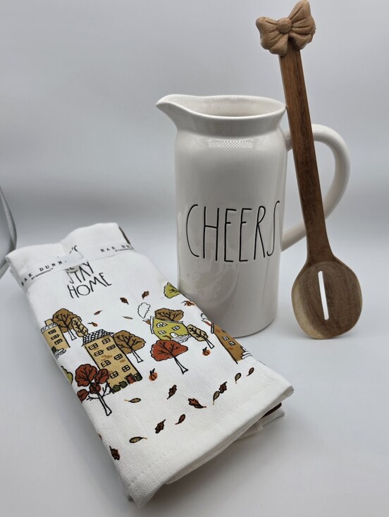 Rae Dunn Other - Rae Dunn Fall Entertaining Pitcher, Towels And Bow Wooden Spoon!